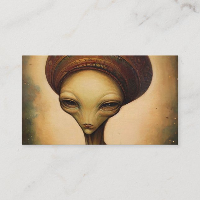 Antique Alien Portrait  Business Card (Front)