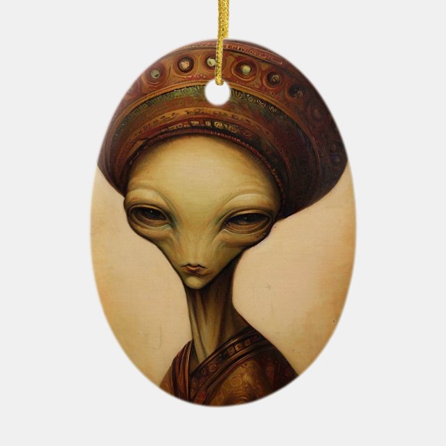 Antique Alien Portrait  Ceramic Ornament (Front)