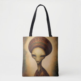 Antique Alien Portrait Tote Bag