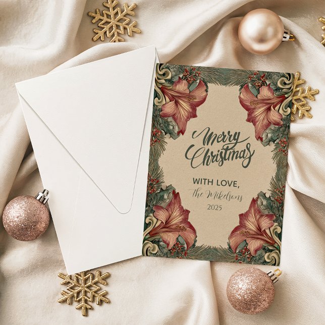 Antique Amaryllis Holiday Card (Creator Uploaded)
