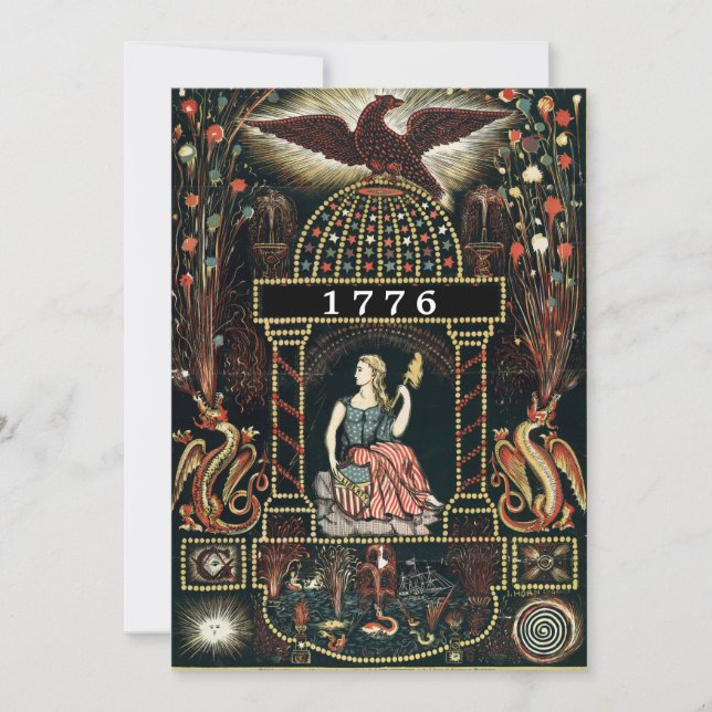 Antique American Fire Works ad July 4th Card (Front)