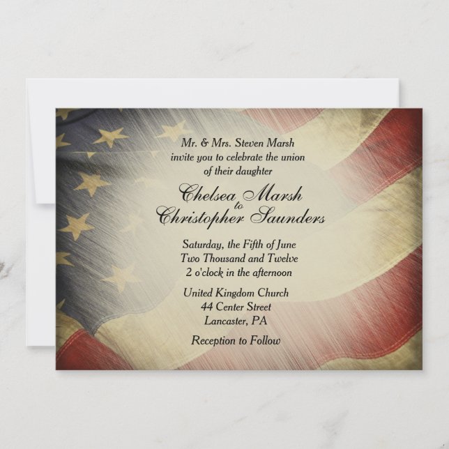 Antique American Flag Wedding Invitation (Front)