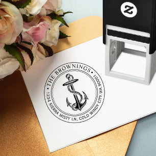 Antique Anchor Address Self-inking Stamp