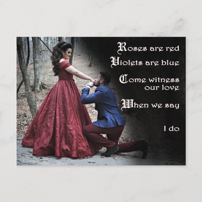 Antique ancient poem save the date postcard photo (Front)