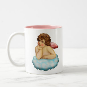 antique angel cherub Two-Tone coffee mug