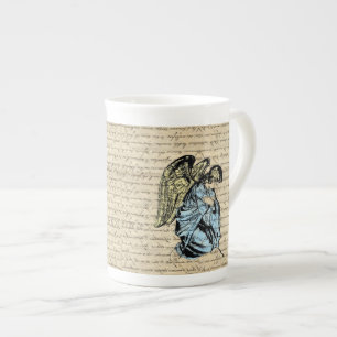 Antique angel illustration on vintage paper bone china mug