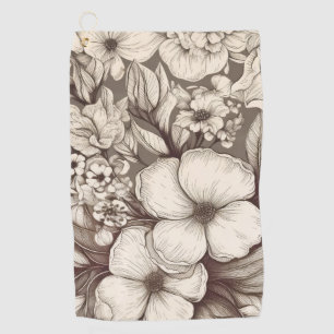 Antique Apothecary Floral Sepia Herbarium Golf Towel