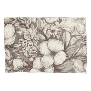 Antique Apothecary Floral Sepia Herbarium Pillowcase