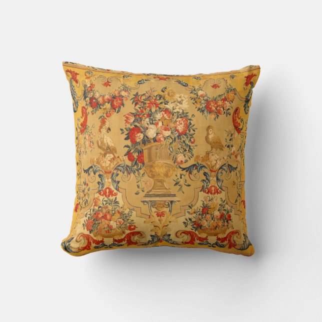 Antique Arabesques Silk Tapestry Print Cushion (Front)