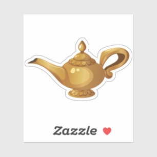 Antique Arabian Qindil Magic Lamp Sticker - Golden