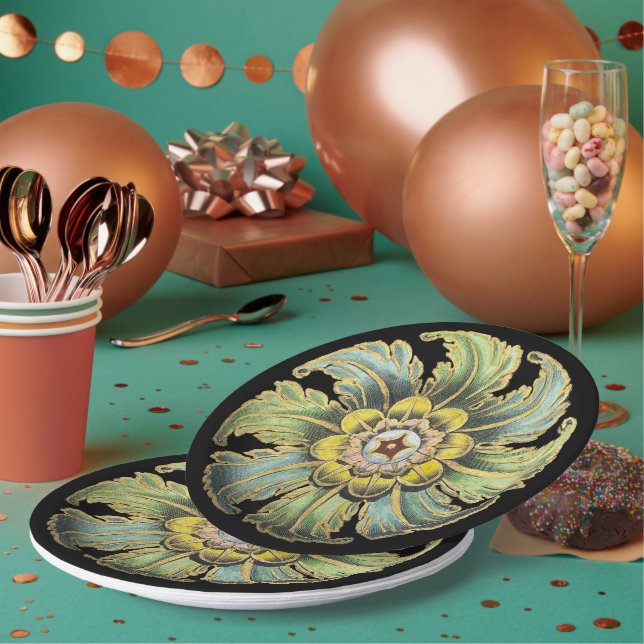 Antique Architectural Rosette No. 1 Paper Plate (Multi)