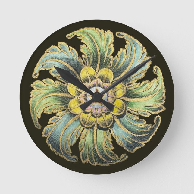 Antique Architectural Rosette No. 1 Round Clock (Front)