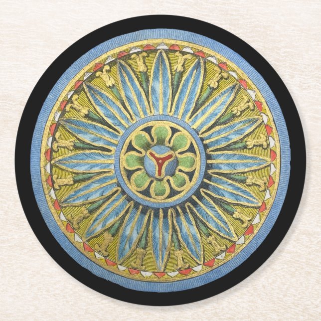 Antique Architectural Rosette No. 2 Round Paper Coaster (Front)