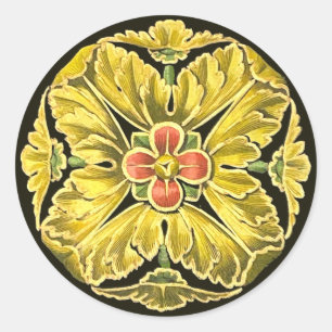 Antique Architectural Rosette No. 3 Classic Round Sticker