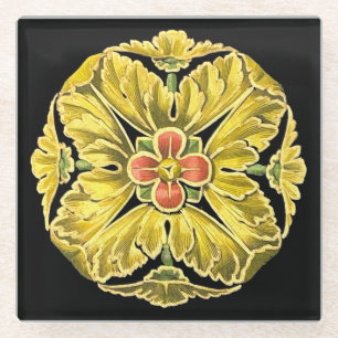 Antique Architectural Rosette No. 3 Glass Coaster