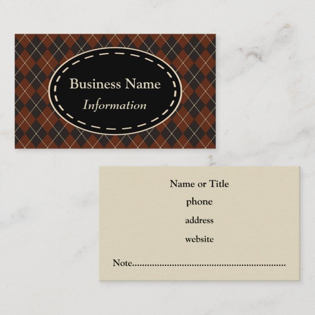 Antique Argyle Business Card (Front/Back)