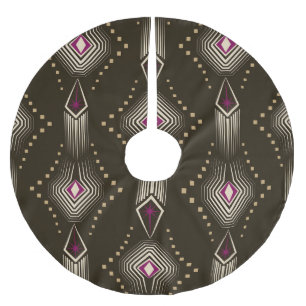 Antique Art Deco Geometric Ornament Brushed Polyester Tree Skirt