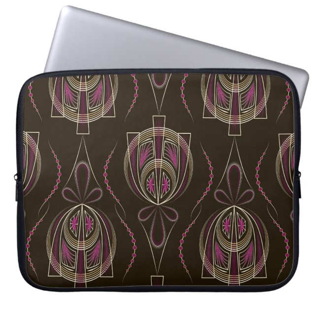 Antique Art Deco Geometric Ornament Laptop Sleeve (Front)