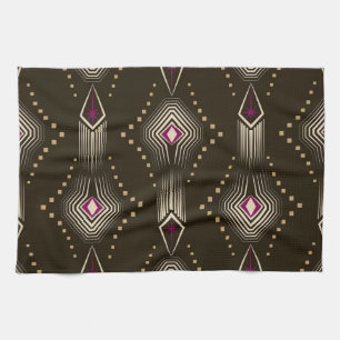 Antique Art Deco Geometric Ornament Tea Towel