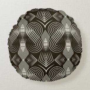 Antique Art Deco Seamless Ornament Round Cushion