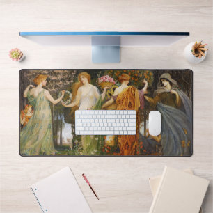 Antique Art Nouveau Four Seasons by Walter Crane Desk Mat