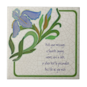Antique Art Nouveau Iris Repro Tile to Personalise