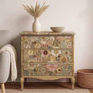 Antique Art Nouveau Style Fine Art Floral Painting Tissue Paper