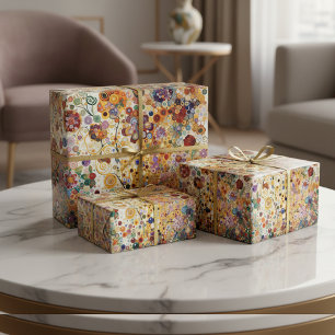 Antique Art Nouveau Style Fine Art Floral Painting Wrapping Paper