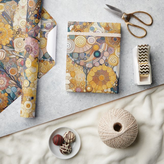 Antique Art Nouveau Style Fine Art Floral Painting Wrapping Paper (Crafts)