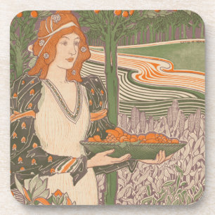 Antique Art Nouveau Thanksgiving Magazine Cover Coaster