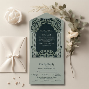Antique Art Nouveau Wedding All In One Invitation