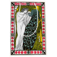 Antique Art Nouveau Woman and Peacock Poster