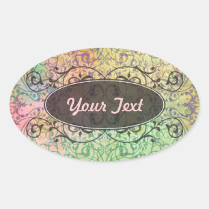 Antique ARTs Ornament Pattern for your Design Oval Sticker