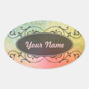 Antique ARTs Pattern for your Design Oval Sticker