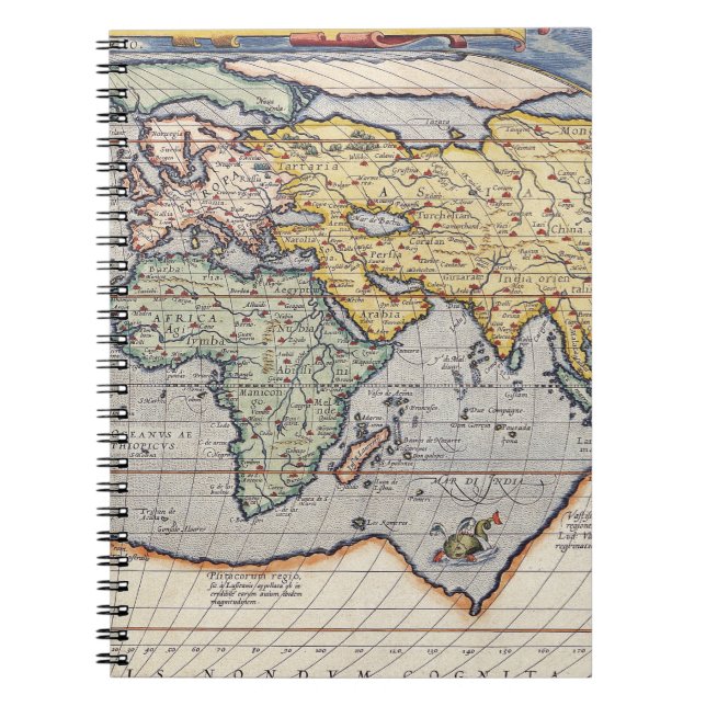 Antique Asia Africa Map Notebook (Front)