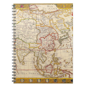 Antique Asia Map Gold Border Notebook