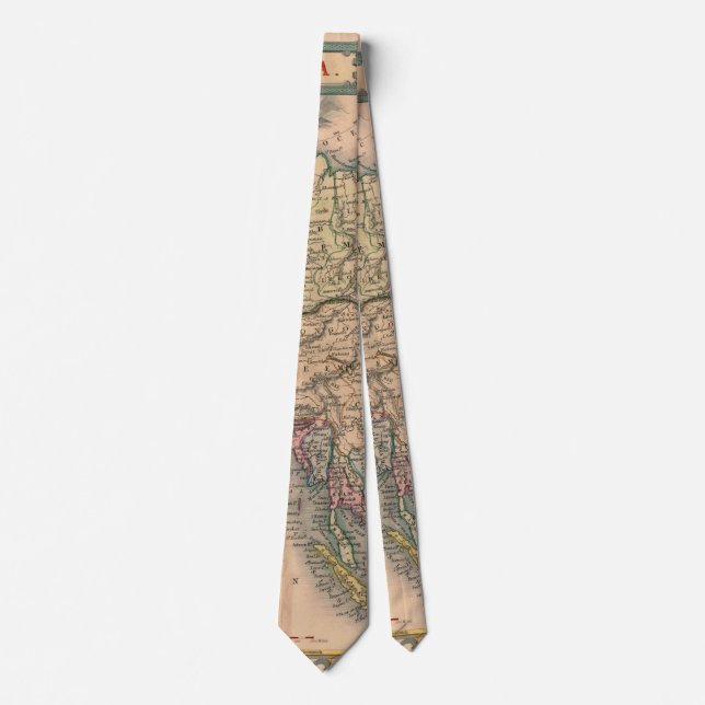 Antique Asia Map in Sepia with Pastel Regions Tie (Front)