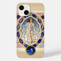 ANTIQUE ASTROLOGY,ZODIACAL SIGNS BLUE GEM MONOGRAM