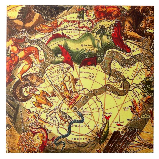 Antique Astronomy Astrology Mythology Vintage Art Tile (Front)