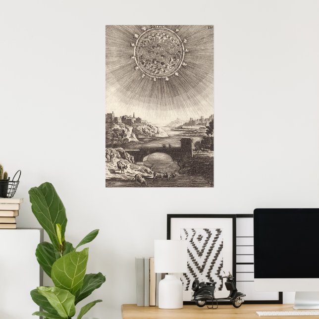 Antique Astronomy Sky with Sun by Allain Mallet Poster (Home Office)