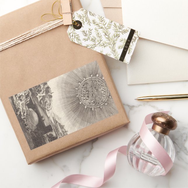 Antique Astronomy Sky with Sun by Allain Mallet Rectangular Sticker (Gifting)