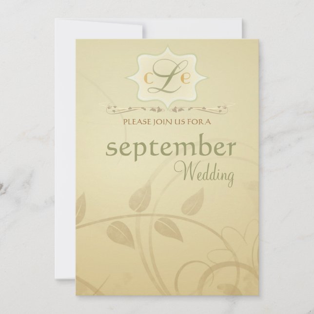 Antique Autumn Wisps - Fall Wedding Invitations (Front)
