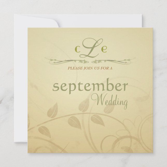 Antique Autumn Wisps - Square Wedding Invitations (Front)