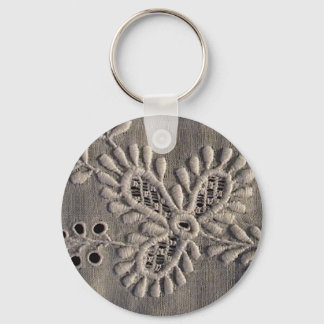 Antique Ayrshire Lace Embroidery Key Ring