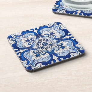 Antique Azulejo Tile Floral Pattern Coaster