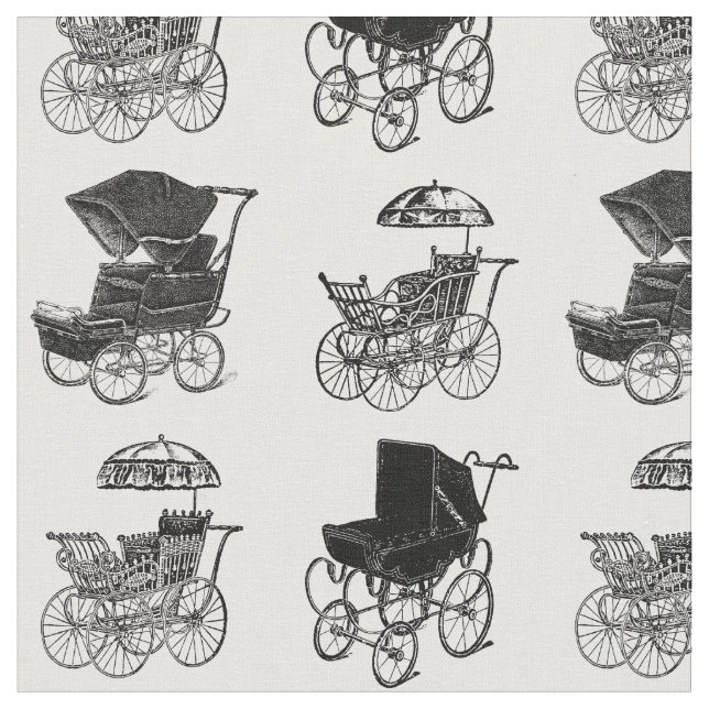 Antique Baby Carriages Vintage Baby Carriage Art Fabric (Close Up)