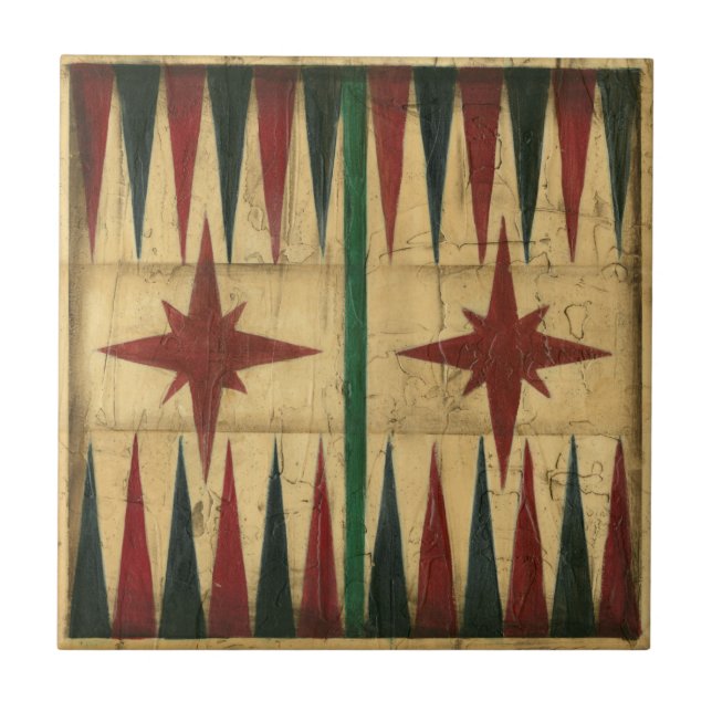 Antique Backgammon Game Board by Ethan Harper Ceramic Tile (Front)