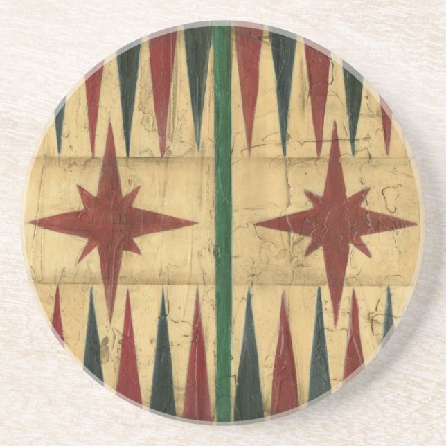 Antique Backgammon Game Board by Ethan Harper Coaster (Front)