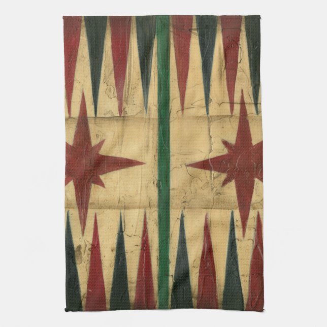 Antique Backgammon Game Board by Ethan Harper Tea Towel (Vertical)