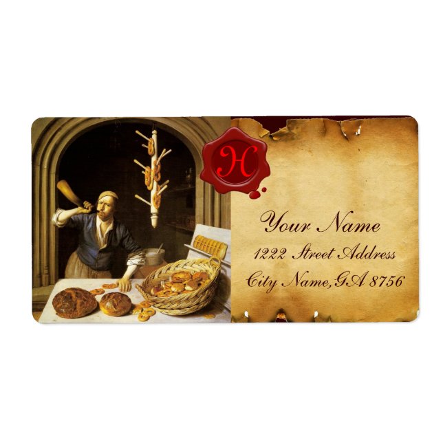 ANTIQUE  BAKER BAKERY BREAD SHOP WAX SEAL MONOGRAM (Front)